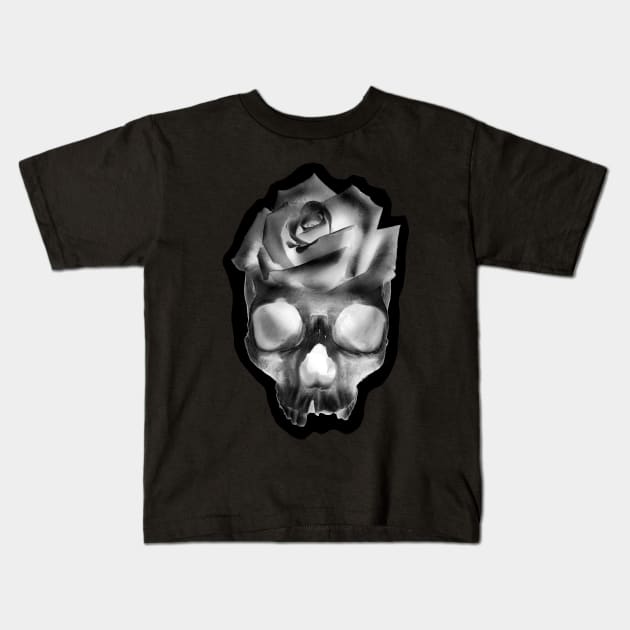 Negative Skull Rose Kids T-Shirt by RogerPrice00x